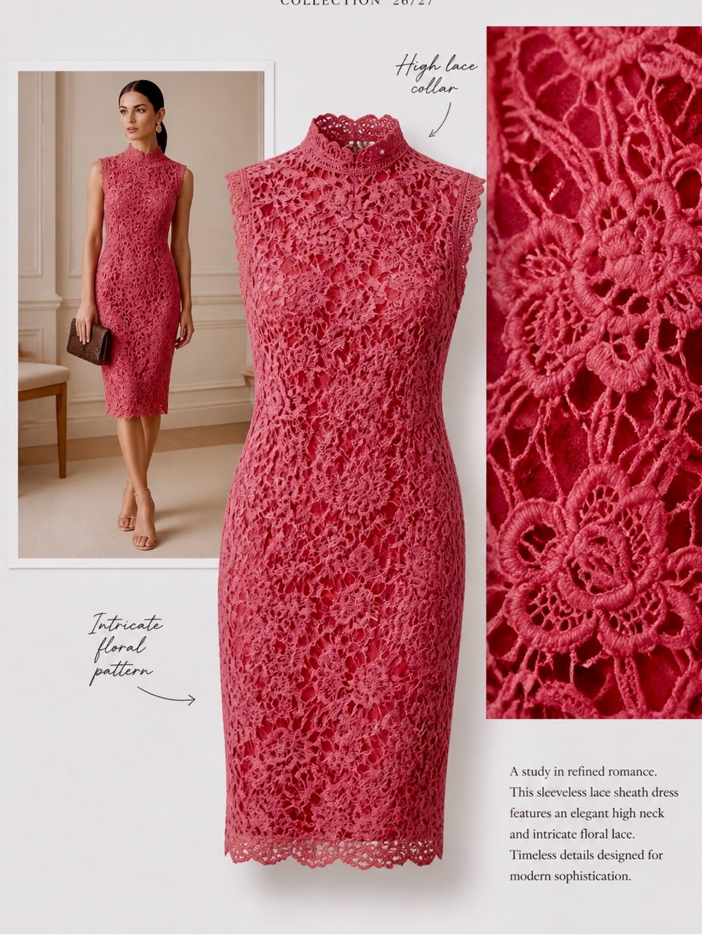 Nanette Lepore Sleeveless High-Lace Midi Dress in Rose